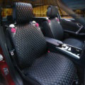 Crystal Camellia Leather Car Seat Cushion Universal Women Auto Seat Covers 10pcs Sets - Black