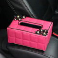 Crystal Daisy Flower Leather Small Car Tissue Paper Box Holder Case Interior Accessories - Rose
