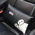 Cute Embroidery Car Seat Waist Pillows Women PU Leather Auto Interior Accessories 1pcs - Black