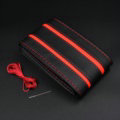 DIY Stripe Car Steering Wheel Cover Braid Leather Hand-Stitched With Needles and Thread - Red