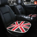 England UK Flag Leather Car Seat Cushion Front and Rear Universal Auto Pads 3pcs Set - Black