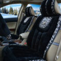Fashion Leopard Car Seat Cushion Universal Plush Auto Covers 12pcs Sets - Black
