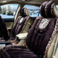 Fashion Leopard Car Seat Cushion Universal Plush Auto Covers 12pcs Sets - Purple
