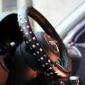 Fashion Punk Rivets PU Leather Car Steering Wheel Covers Universal 15 inch 38CM - Black
