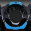 Fashion With Logo Sports Auto Steering Wheel Covers Genuine Leather 15 inch 38CM - Blue Black