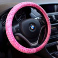 High Quality Woven Genuine Leather Car Steering Wheel Covers 15 inch 38CM - Pink