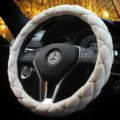 Hot sales Winter Diamond Velvet Car Steering Wheel Covers 15 inch 38CM - White