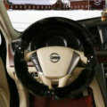 Inexpensive Plush Fur Rhinestone Car Steering Wheel Covers 15 Inch 38CM - Black