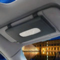 Leather Hanging Car Tissue Box Case Auto Sun Visor Tissue Bag Interior Accessories - Black