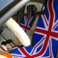 Luxury British Flag Thickened Wool Car Seat Cushion Free Tie Universal 5pcs Set - Blue