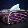 Luxury Creative Crystal Car Tissue Paper Box Case Women Auto Interior Accessories - Purple