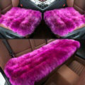 Luxury Genuine Wool Universal Car Seat Cushion Sheepskin Fur One Piece Pads 3pcs Set - Purple