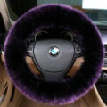 Luxury Long Fur Wool Car Steering Wheel Covers Handle Sleeves 15 Inch 38CM - Purple