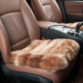 Luxury Pure Wool Universal Car Seat Cushion Winter Sheepskin Fur Auto Pads 1pcs - Camel