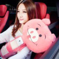 New Large Plush Piggy Car Safety Seat Belt Covers Shoulder Pads Pillow for Childen 1pcs - Pink