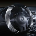 New Winter Stripe Glitter Velvet Car Steering Wheel Covers Plush 15 inch 38CM - White