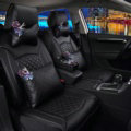 Super Female Car Seat Covers Four Seasons General Leather Packs Cushion for 5 Seats 10pcs - Black