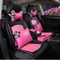 Top Leather Car Seat Covers Four Seasons General Ice Silk Cushion for 5 Seats 10pcs - Pink