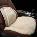 Top Quality Pure Wool Universal Car Front Seat Cushion Sheepskin Fur Waist Pads 2pcs - Beige