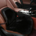 Top Quality Pure Wool Universal Car Front Seat Cushion Sheepskin Fur Waist Pads 2pcs - Black