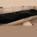 Top Quality Pure Wool Universal Car Seat Cushion Sheepskin Fur Auto Long Pads 1pcs - Black