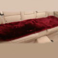 Top Quality Pure Wool Universal Car Seat Cushion Sheepskin Fur Auto Long Pads 1pcs - Dark Red
