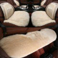 Top Quality Pure Wool Universal Car Seat Cushion Sheepskin Fur Waist Pads 5pcs Set - Beige