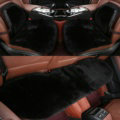 Top Quality Pure Wool Universal Car Seat Cushion Sheepskin Fur Waist Pads 5pcs Set - Black