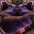 Top Quality Pure Wool Universal Car Seat Cushion Sheepskin Fur Waist Pads 5pcs Set - Purple