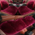 Top Quality Pure Wool Universal Car Seat Cushion Sheepskin Fur Waist Pads 5pcs Set - Rose