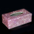 Top grade Full Crystal Auto Tissue Paper Box Case Creative For Car Office Home Decor L Size - Pink