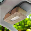 Top grade Leather Hanging Car Tissue Box Case Man Magnet Sun Visor Tissue Bag - Beige