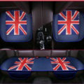 UK British Flag Leather Car Seat Cushion Front and Rear Universal Auto Pads 3pcs Set - Blue