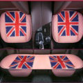 UK British Flag Leather Car Seat Cushion Front and Rear Universal Auto Pads 3pcs Set - Pink