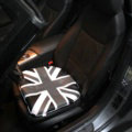 UK British Flag Print Car Seat Cushion Four Seasons General Leather Auto Front Pads 1pcs - Black