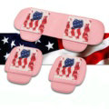 U.S.A Flag Leather Car Seat Cushion Front and Rear Universal Auto Pads 3pcs Set - Pink