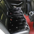 Winter Rhinestone Plush Car Back Seat Cushion Woman Universal Auto Long Pads 1pcs - Black