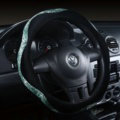 Winter Velvet Handlebar PU Leather Car Steering Wheel Covers 15 inch 38CM - Green