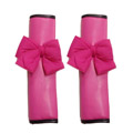 New 2pcs Bowknot Car Safety Seat Belt Covers Women Leather Shoulder Pads - Rose