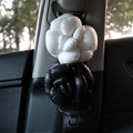 New 2pcs Camellia Flower Car Safety Seat Belt Covers Women Leather Shoulder Pads - Black White