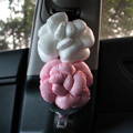 New 2pcs Camellia Flower Car Safety Seat Belt Covers Women Leather Shoulder Pads - Pink White