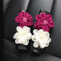 New 2pcs Flower Car Safety Seat Belt Covers Leather Shoulder Pads Auto Interior Accessories - Black