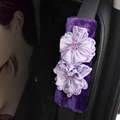 New 2pcs Flower Car Safety Seat Belt Covers Plush Shoulder Pads Auto Interior Accessories - Purple