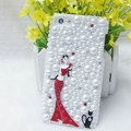 Bling Pretty girl Crystal Cases Rhinestone Pearls Covers for iPhone 7S - Red