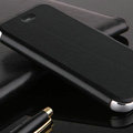 Classic Aluminum Bracket Holster Genuine Flip Leather Cases for iPhone 8 - Black