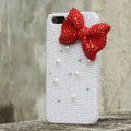 Bling Bowknot Rhinestone Crystal Cases Pearls Covers for iPhone 8 Plus - Red