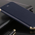Classic Aluminum Support Holster Genuine Flip Leather Covers for iPhone 8 Plus - Blue
