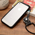Fashion Lanyard Plastic Shell Hard Covers Back Cases Skin for iPhone 8 Plus - Black