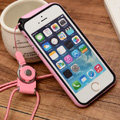 Fashion Lanyard Plastic Shell Hard Covers Back Cases Skin for iPhone 8 Plus - Pink