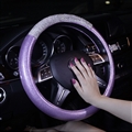 Fashion Girls Diamond Leather Car Steering Wheel Covers Crystal Bing Rhinestons Cases - Purple